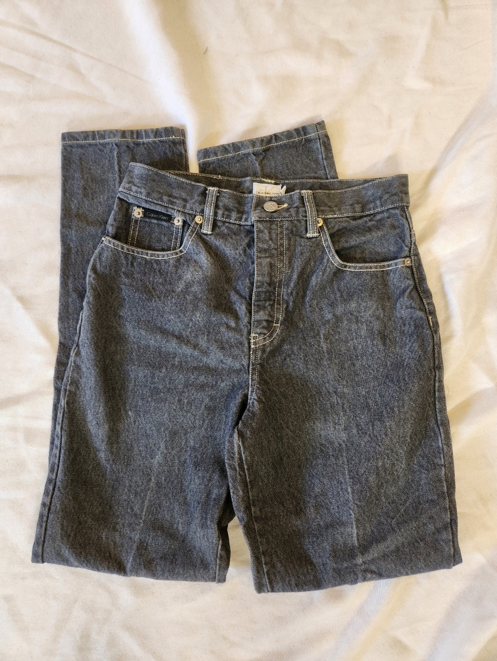 Calvin Klein Jeans High Rise Straight Leg Denim Black Size 4